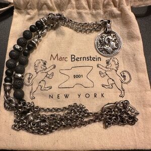 Marc Bernstein NYC 2001 Lava Stone & Silver Necklace